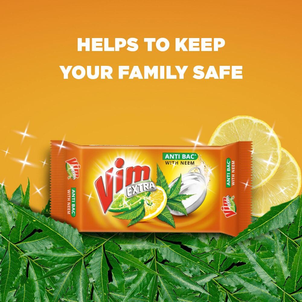 Vim Extra Anti Bac Neem Dishwash Bar 250 g