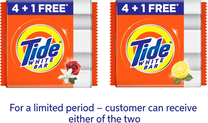 Tide White Detergent Bar Soap Value Pack Buy 4 Get 1 Free (200g x 5) 1Kg