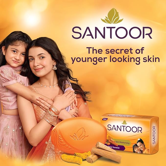 Santoor Sandal & Turmeric Soap 100g Pack of 4 (100 x 4)