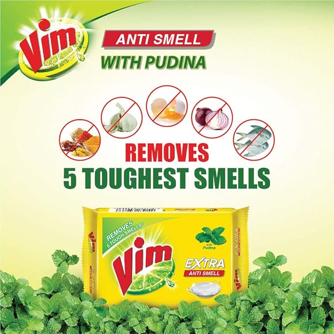 Vim Extra Anti Smell Pudina Dishwash Bar 250 g